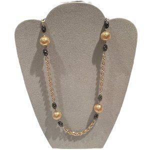 Vintage Gold and Black Woman's Necklace with Earrings